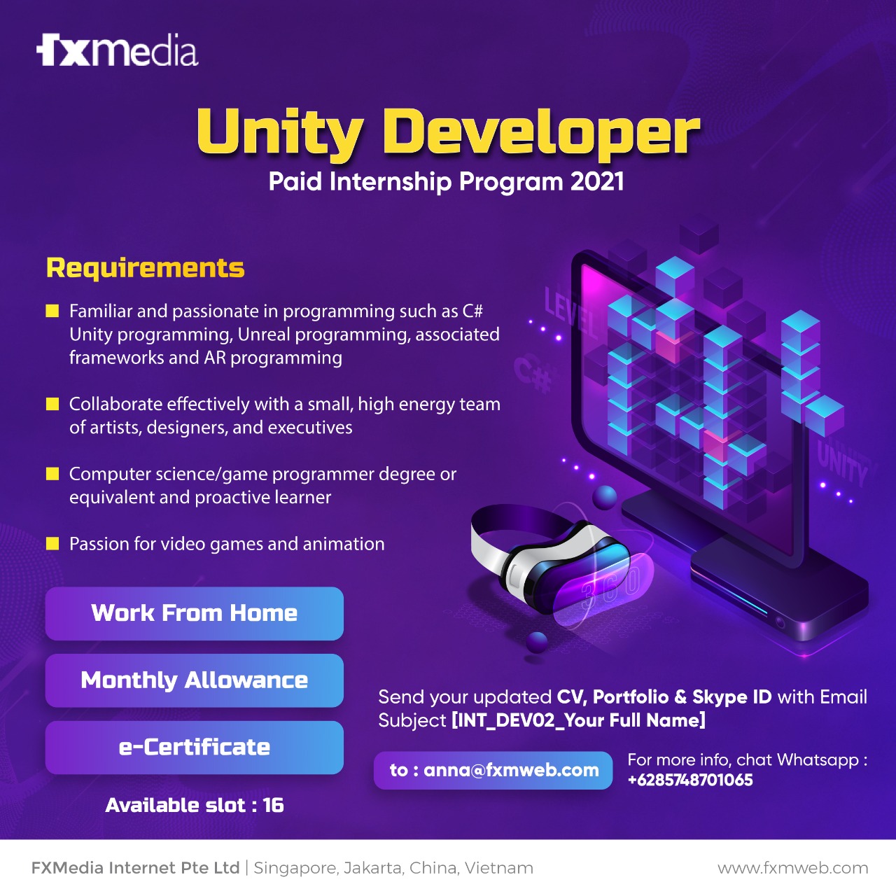 FXMedia Paid Internship Program – Unity Developer
