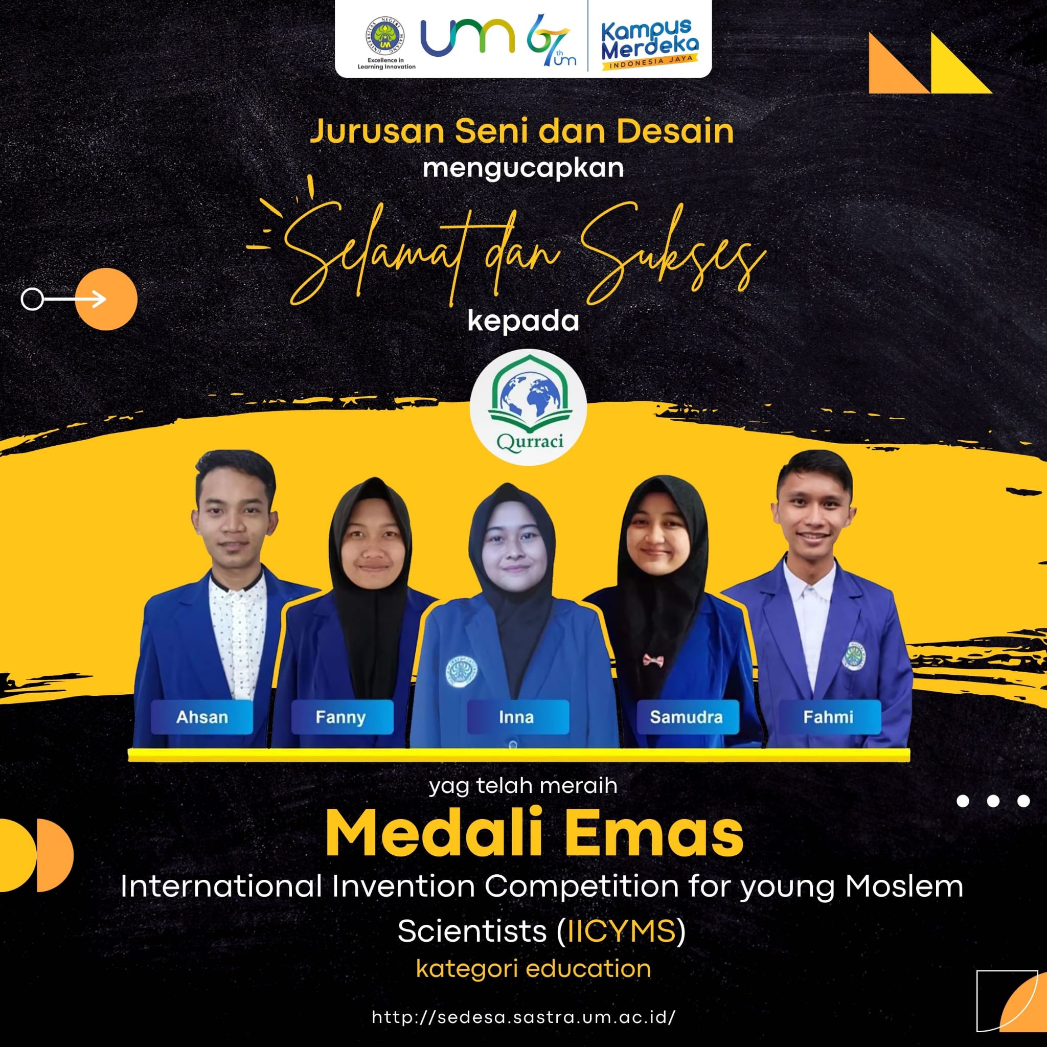 Lima Mahasiswa UM Raih Medali Emas Internasional Young Moslem Scientists(IICYMS)